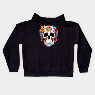 Floral Day Of The Dead Sugar Skull Kids Hoodie